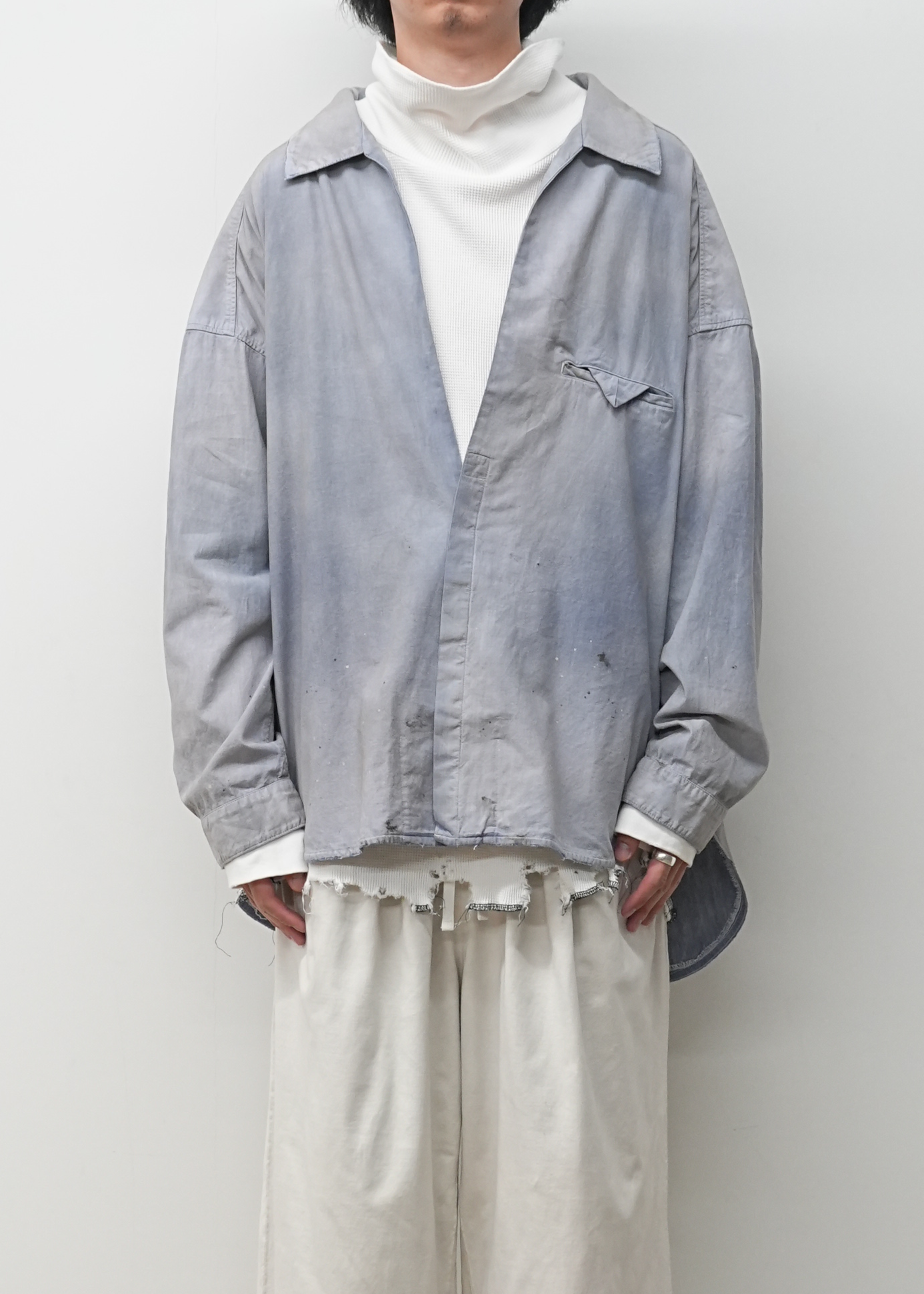 AGING CHAMBRAY LONG SHIRT(DUSKY PURPLE)