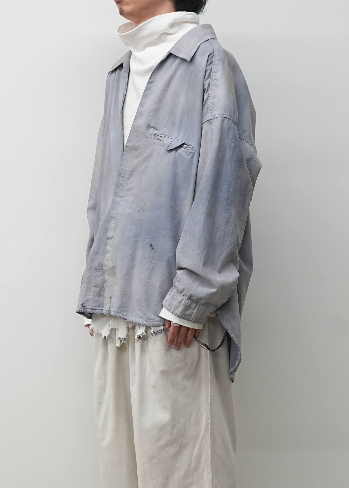 AGING CHAMBRAY LONG SHIRT(DUSKY PURPLE)