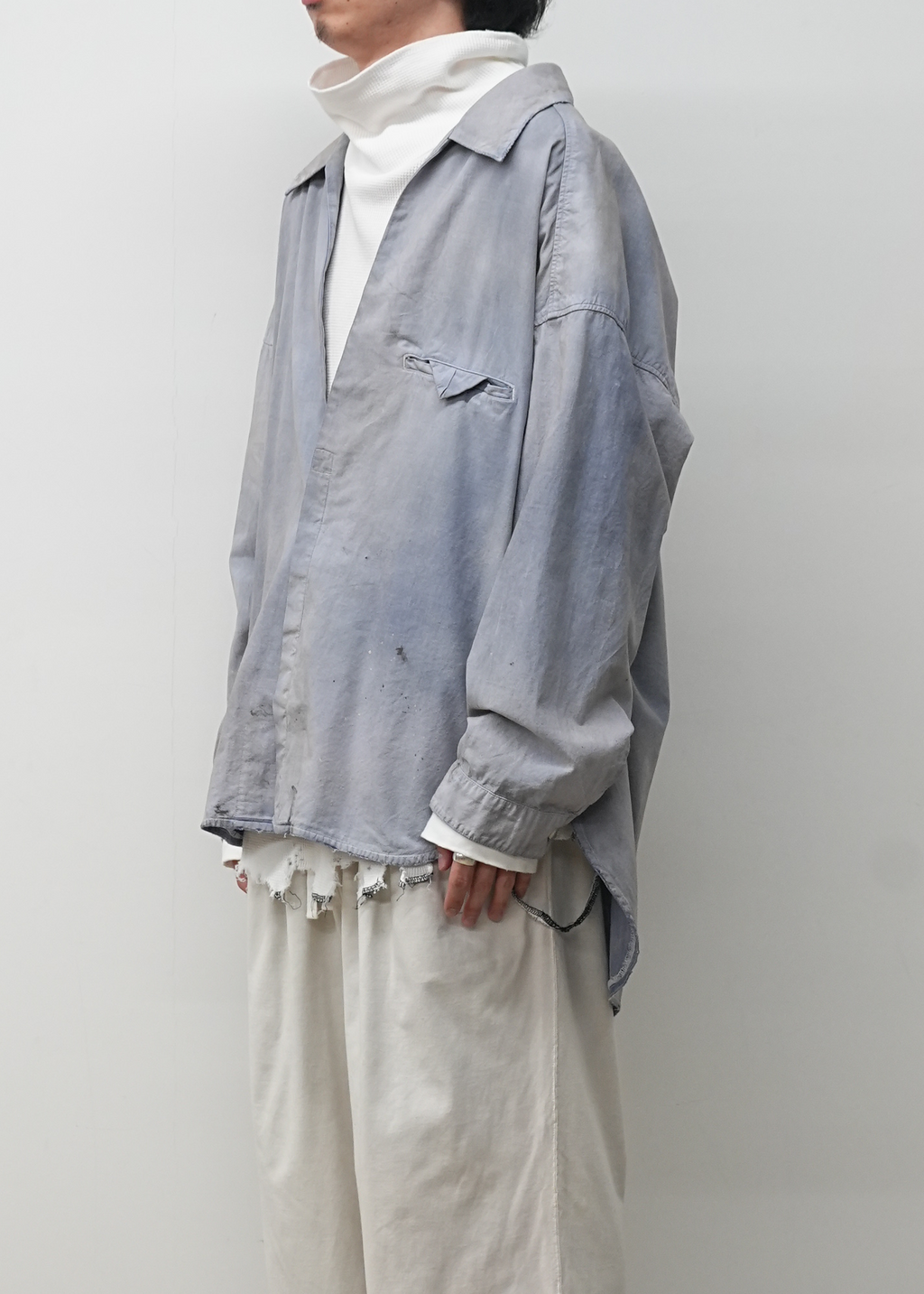 AGING CHAMBRAY LONG SHIRT(DUSKY PURPLE)