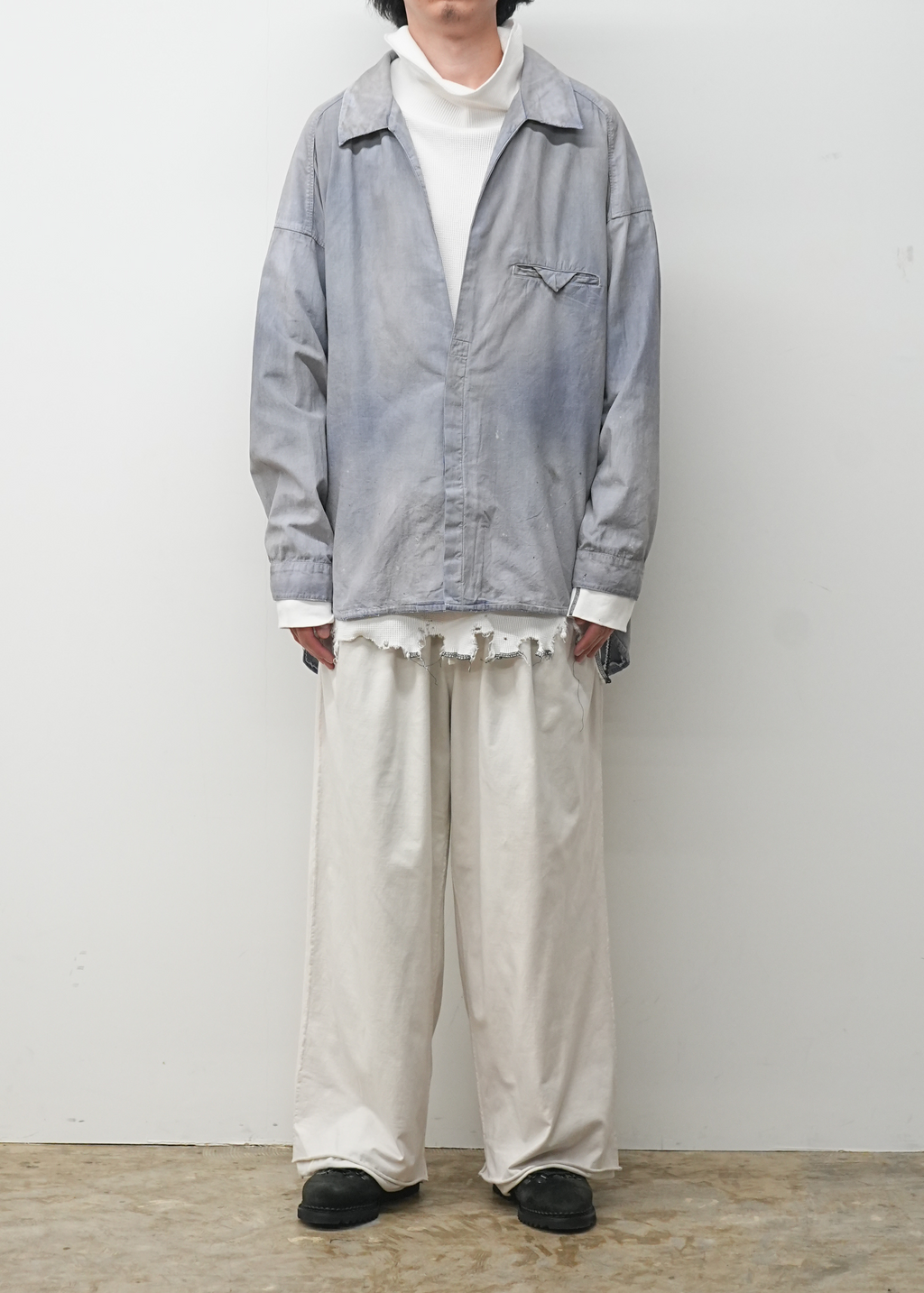 AGING CHAMBRAY LONG SHIRT(DUSKY PURPLE)