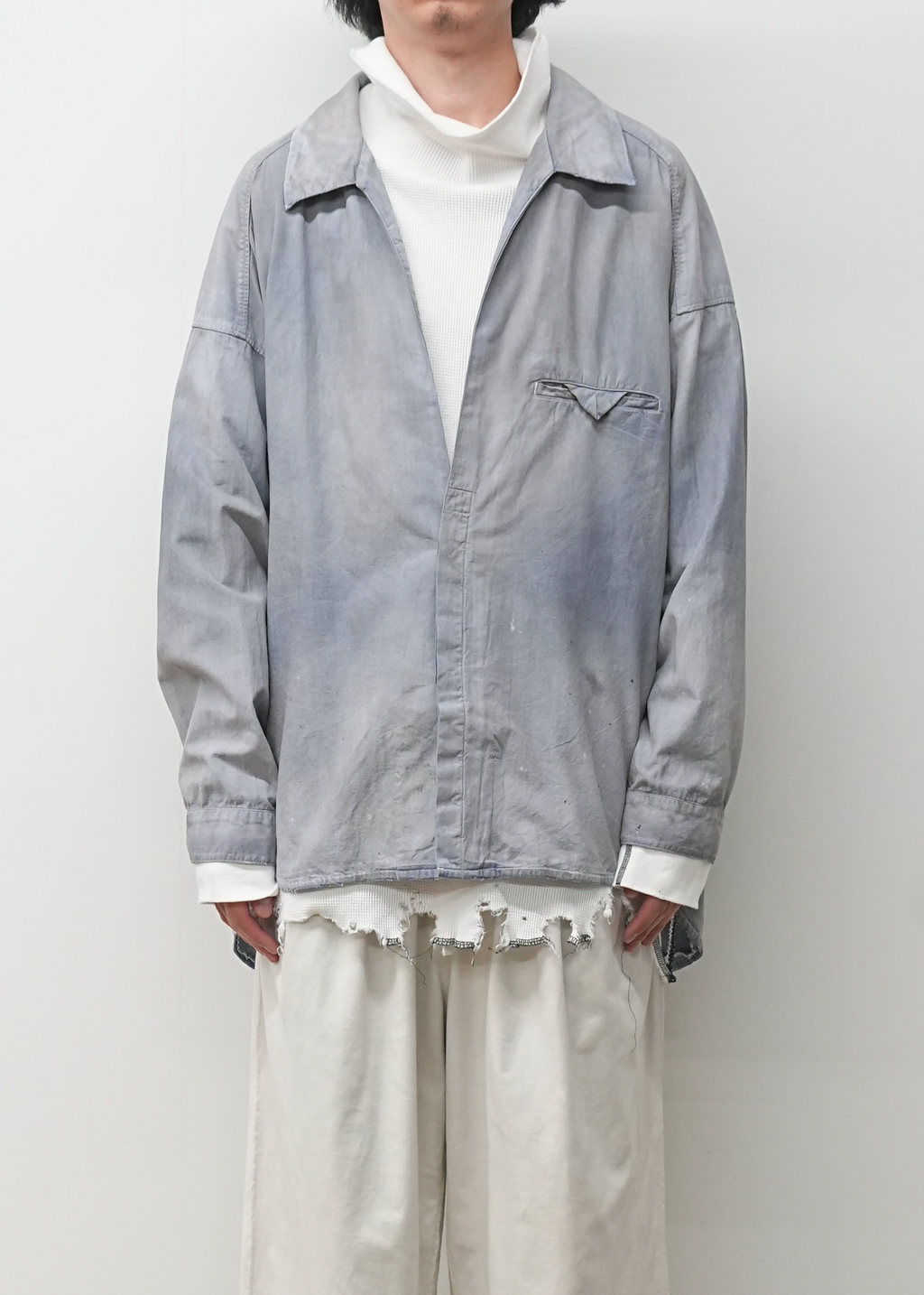 AGING CHAMBRAY LONG SHIRT(DUSKY PURPLE)