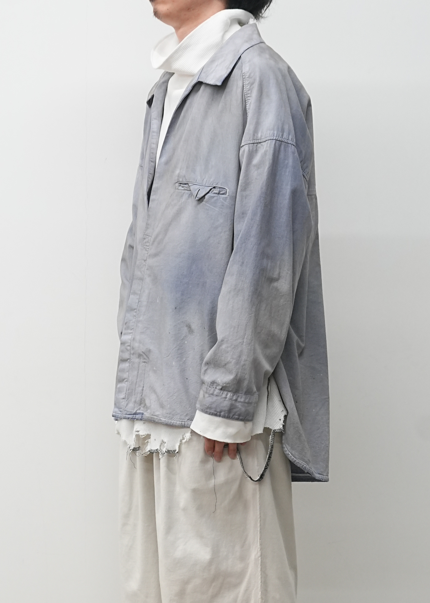 AGING CHAMBRAY LONG SHIRT(DUSKY PURPLE)