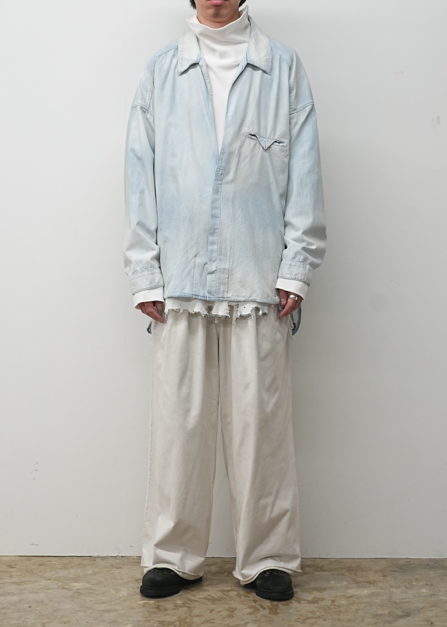 AGING CHAMBRAY LONG SHIRT(INDIGO)