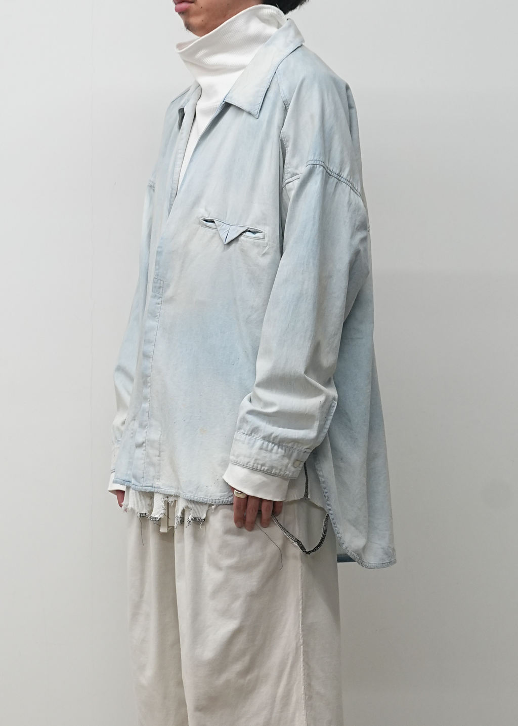 AGING CHAMBRAY LONG SHIRT(INDIGO)