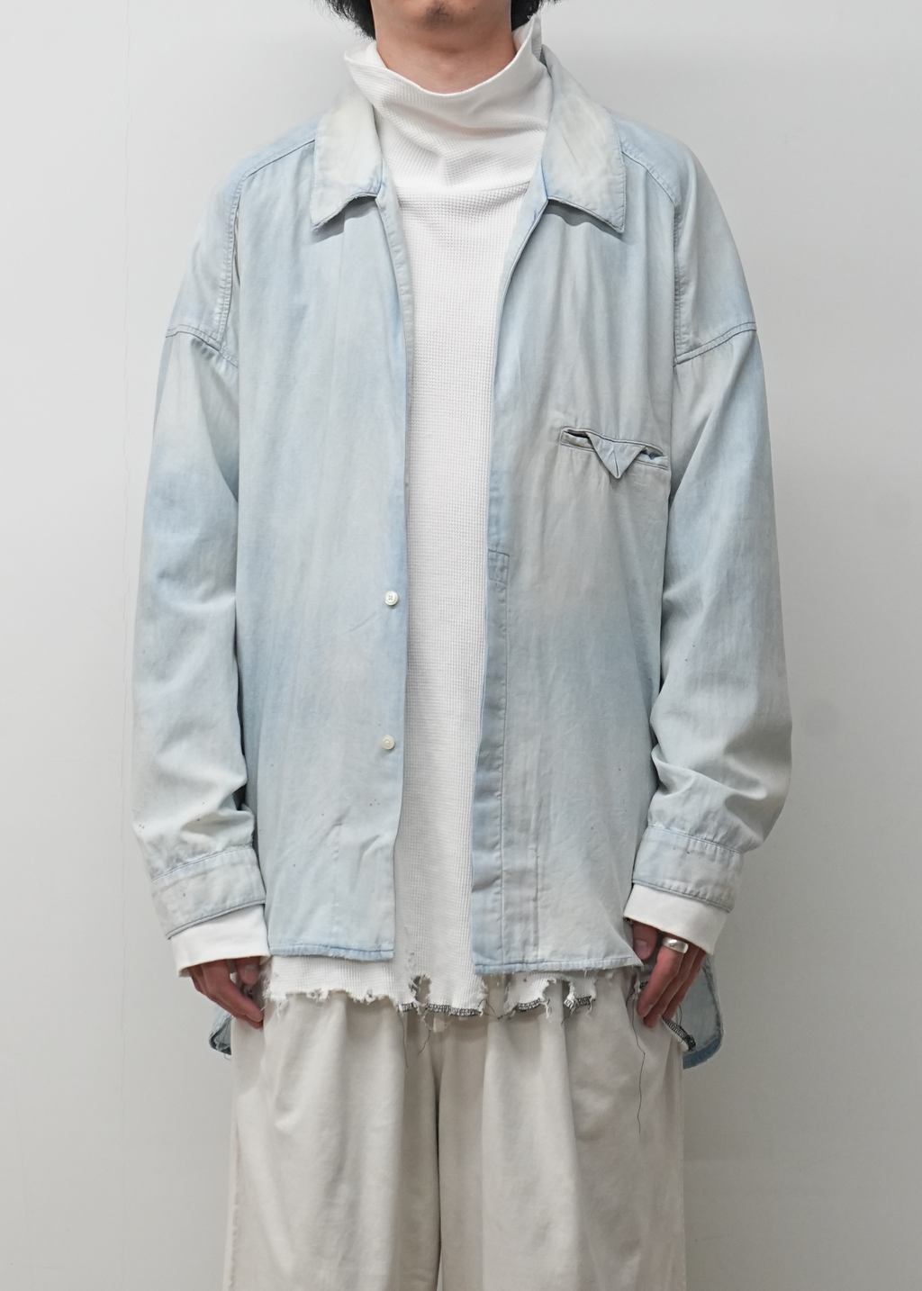 AGING CHAMBRAY LONG SHIRT(INDIGO)