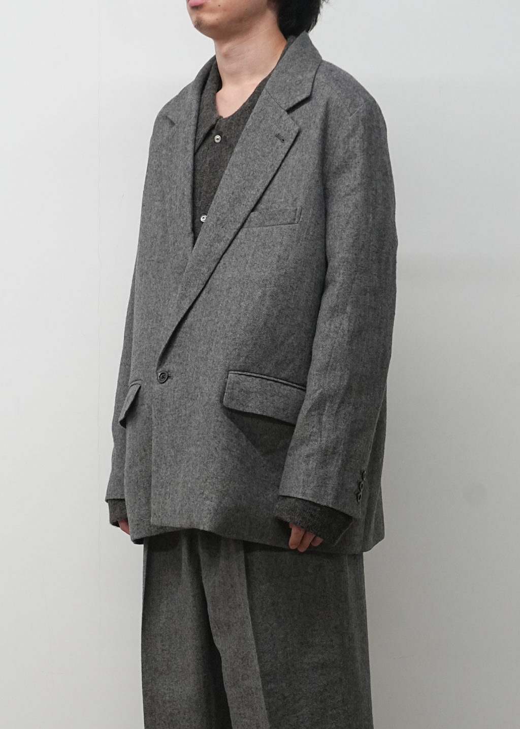 ジャケット・アウター ANCELLM 25aw SEMI-DOUBLE TAILORED JACKET SEMI-DOUBLE TAILORED JACKET(GRAY) – ANCELLM
