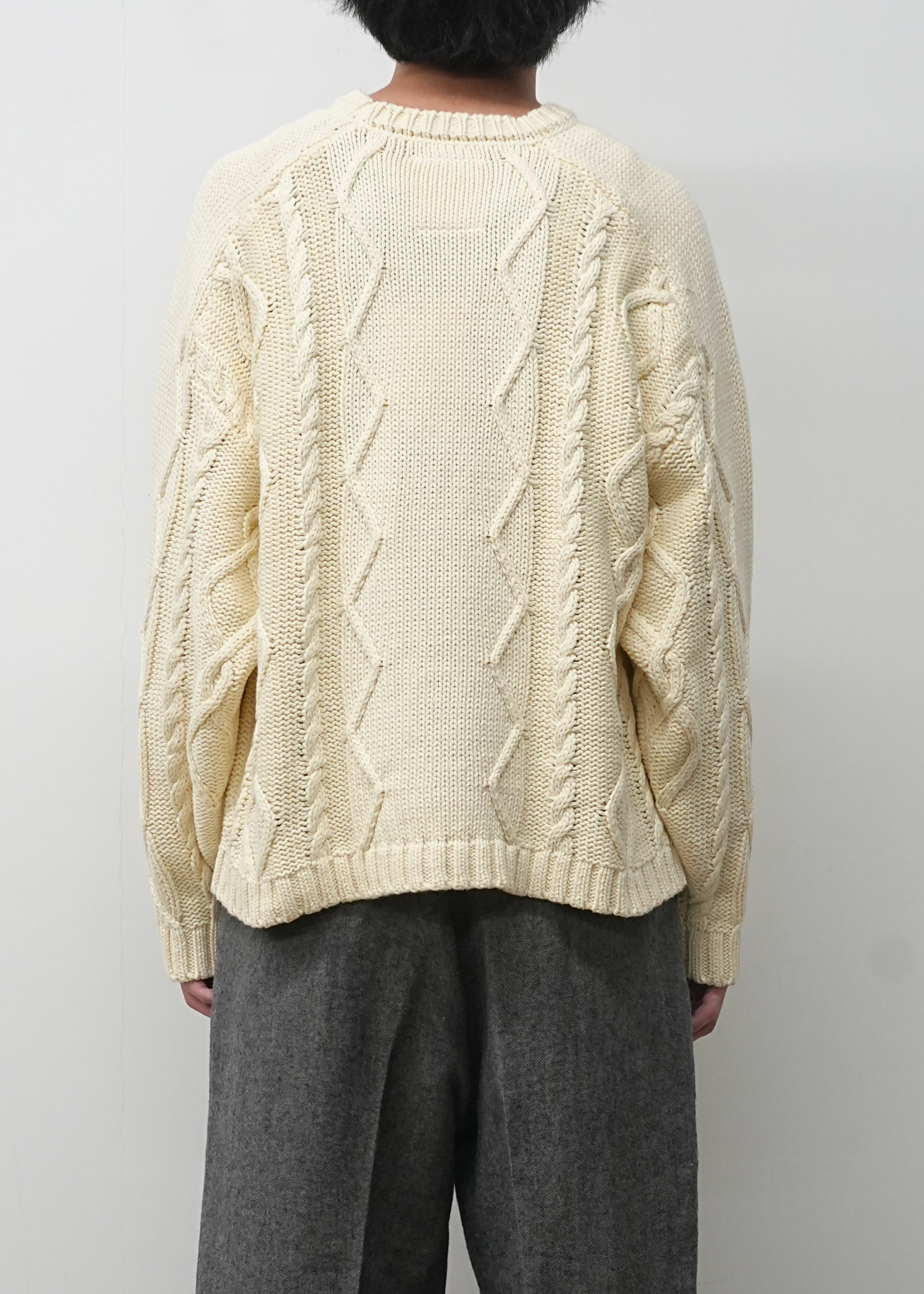 EMBROIDERY CABLE STITCH KNIT(OFF WHITE)