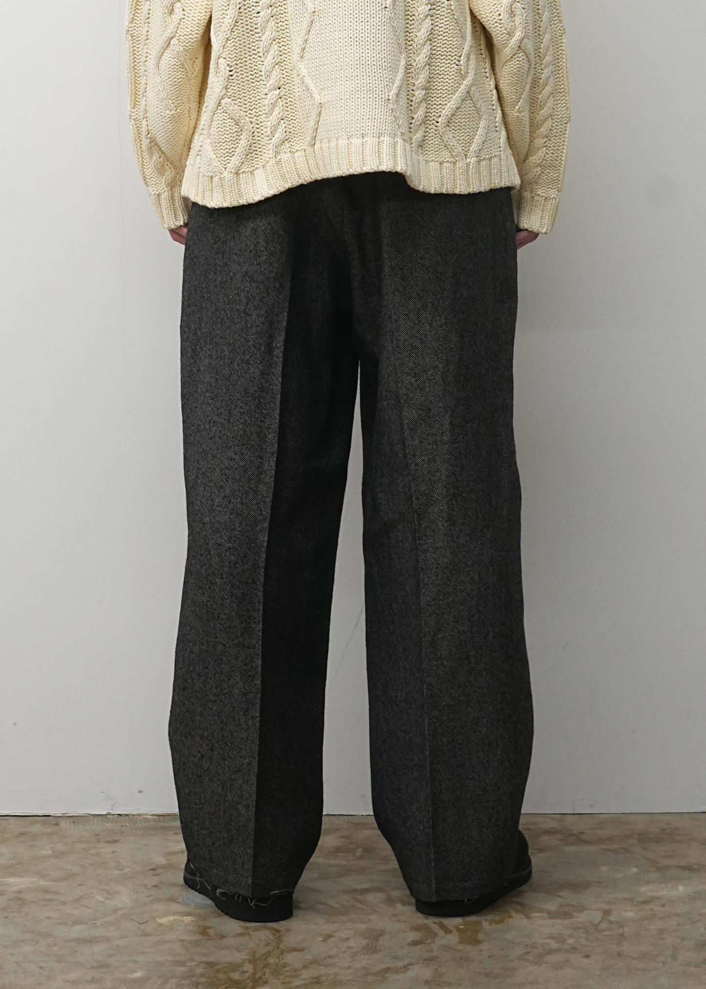 SHRINK WOOL WIDE SLACKS(BROWN)
