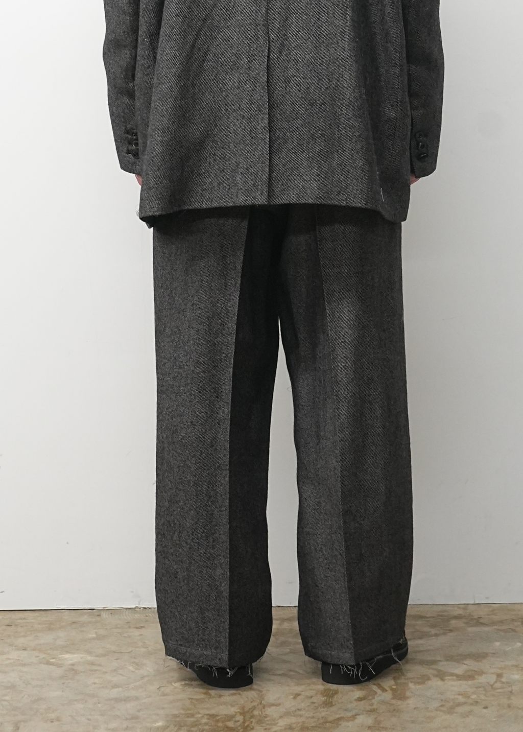 SHRINK WOOL WIDE SLACKS(BROWN)