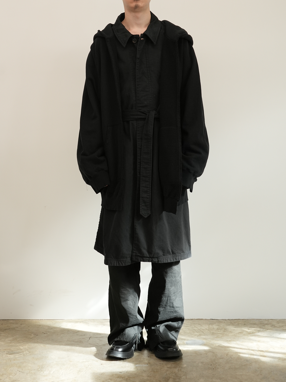 DRILL BALMACAAN COAT(BLACK)