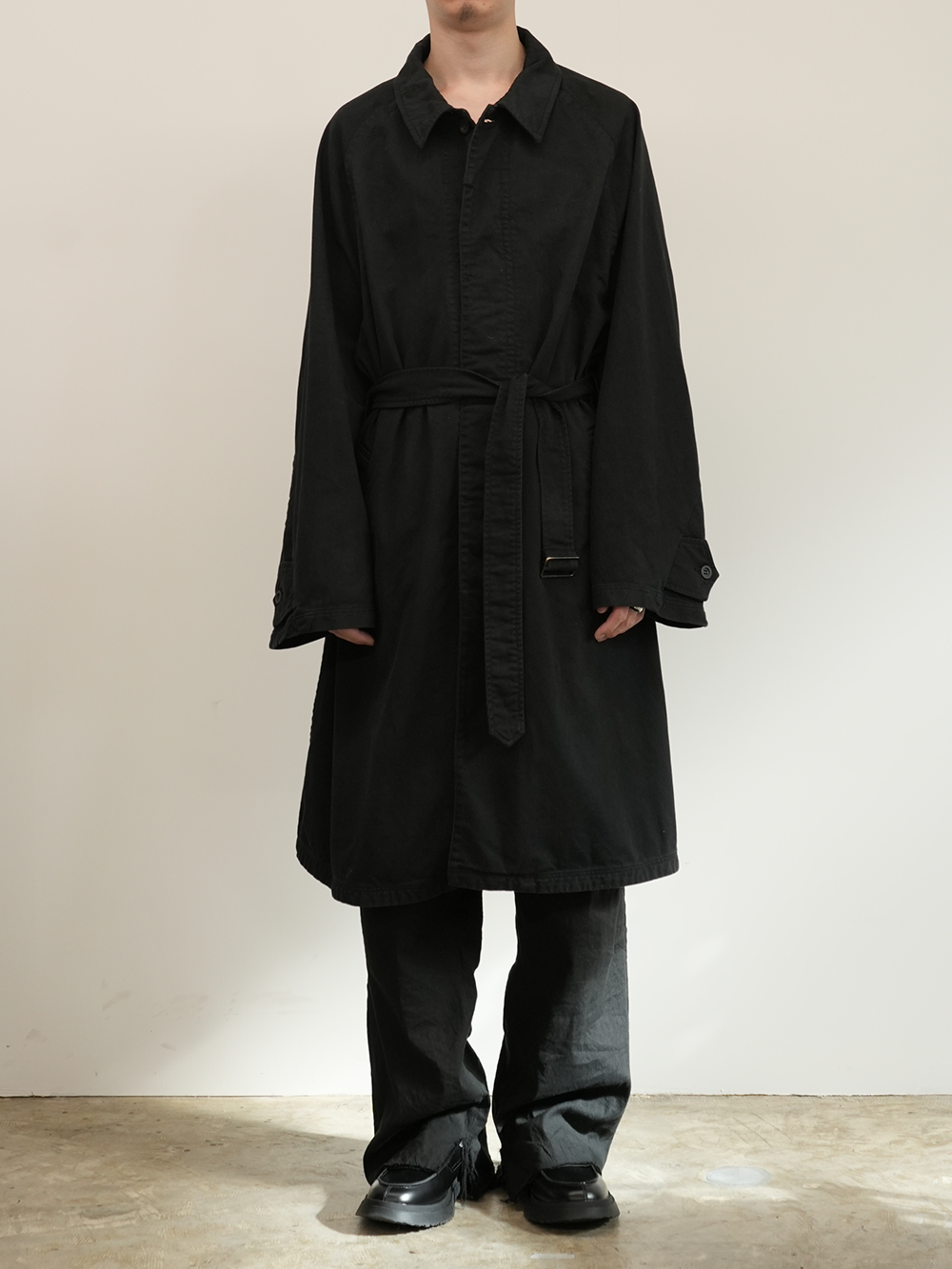 DRILL BALMACAAN COAT(BLACK)