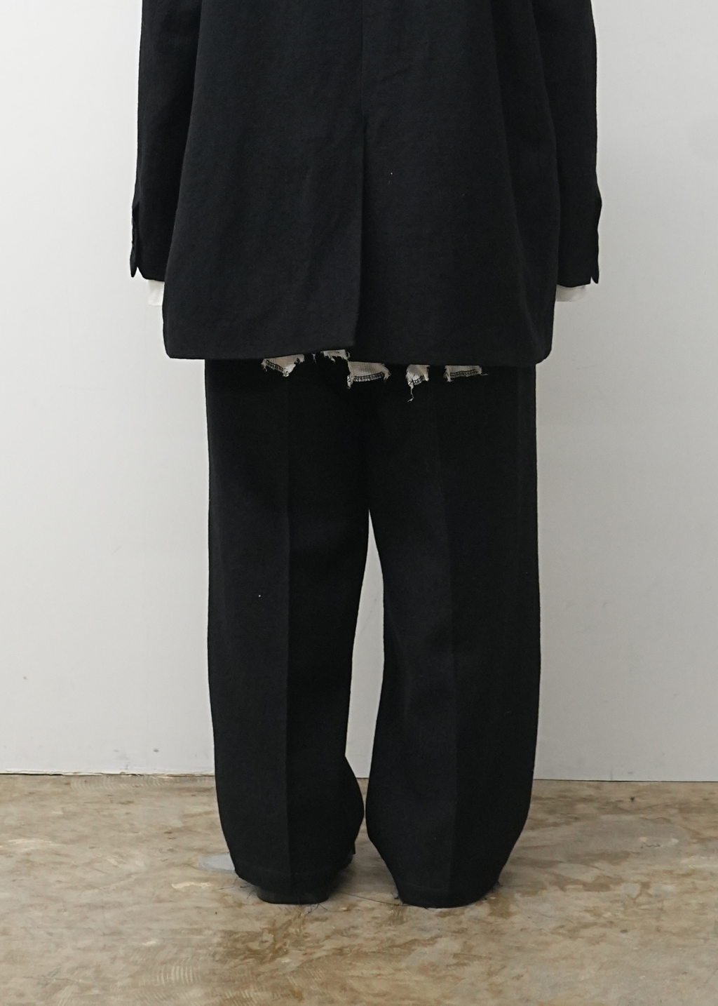 SHRINK WOOL WIDE SLACKS(BLACK) – ANCELLM SHRINK WOOL WIDE SLACKS(BLACK) – ANCELLM