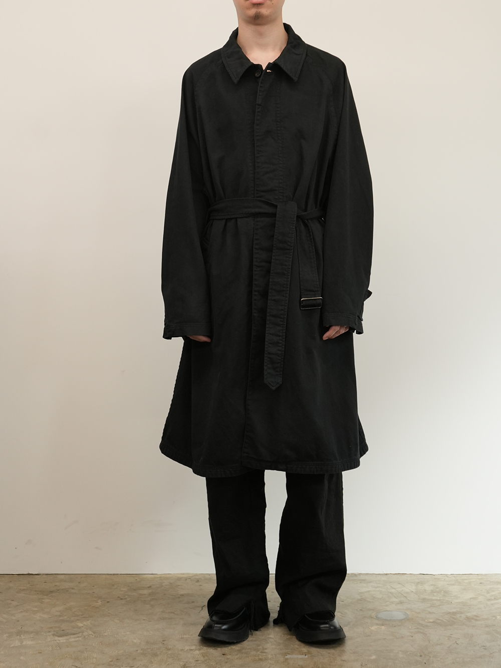 DRILL BALMACAAN COAT(BLACK)