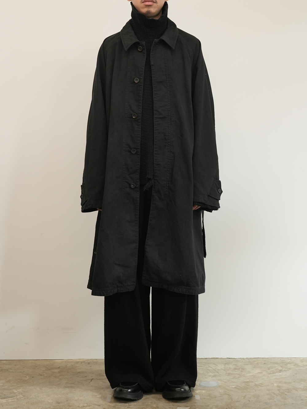 DRILL BALMACAAN COAT(BLACK)