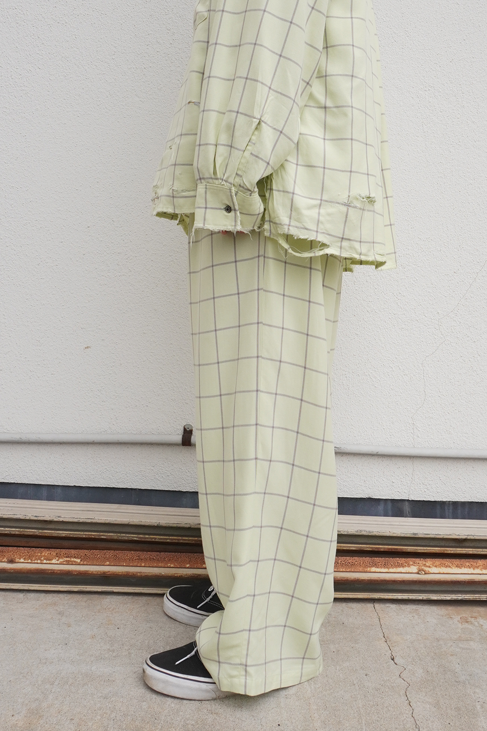 RAYON CHECK SLACKS(MINT)