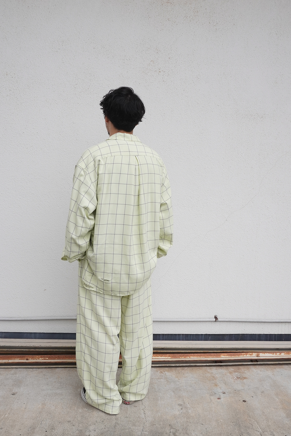 RAYON CHECK SLACKS(MINT)