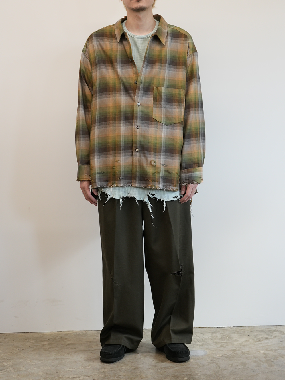ancellm WOOL DAMAGE WIDE SLACKS size1 ancellm WOOL DAMAGE WIDE SLACKS size1