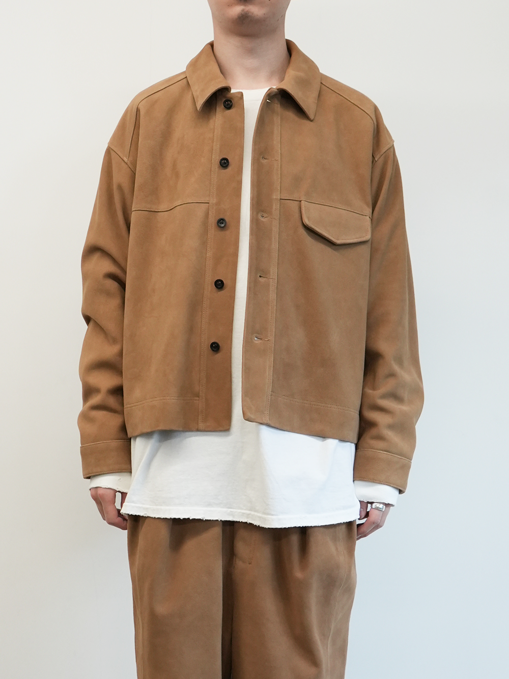 SUEDE SHORT SHIRT JACKET(BROWN)