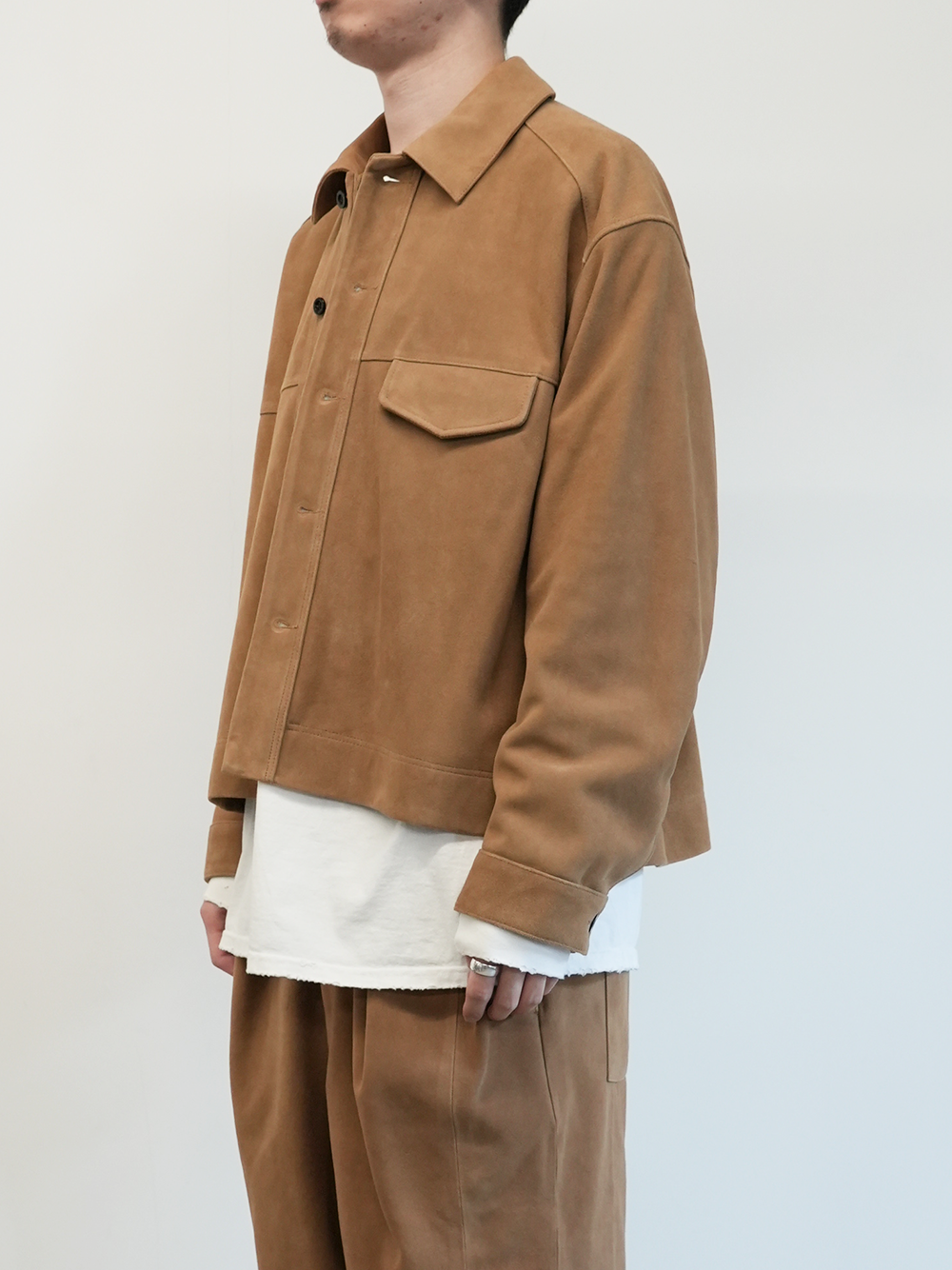 SUEDE SHORT SHIRT JACKET(BROWN)