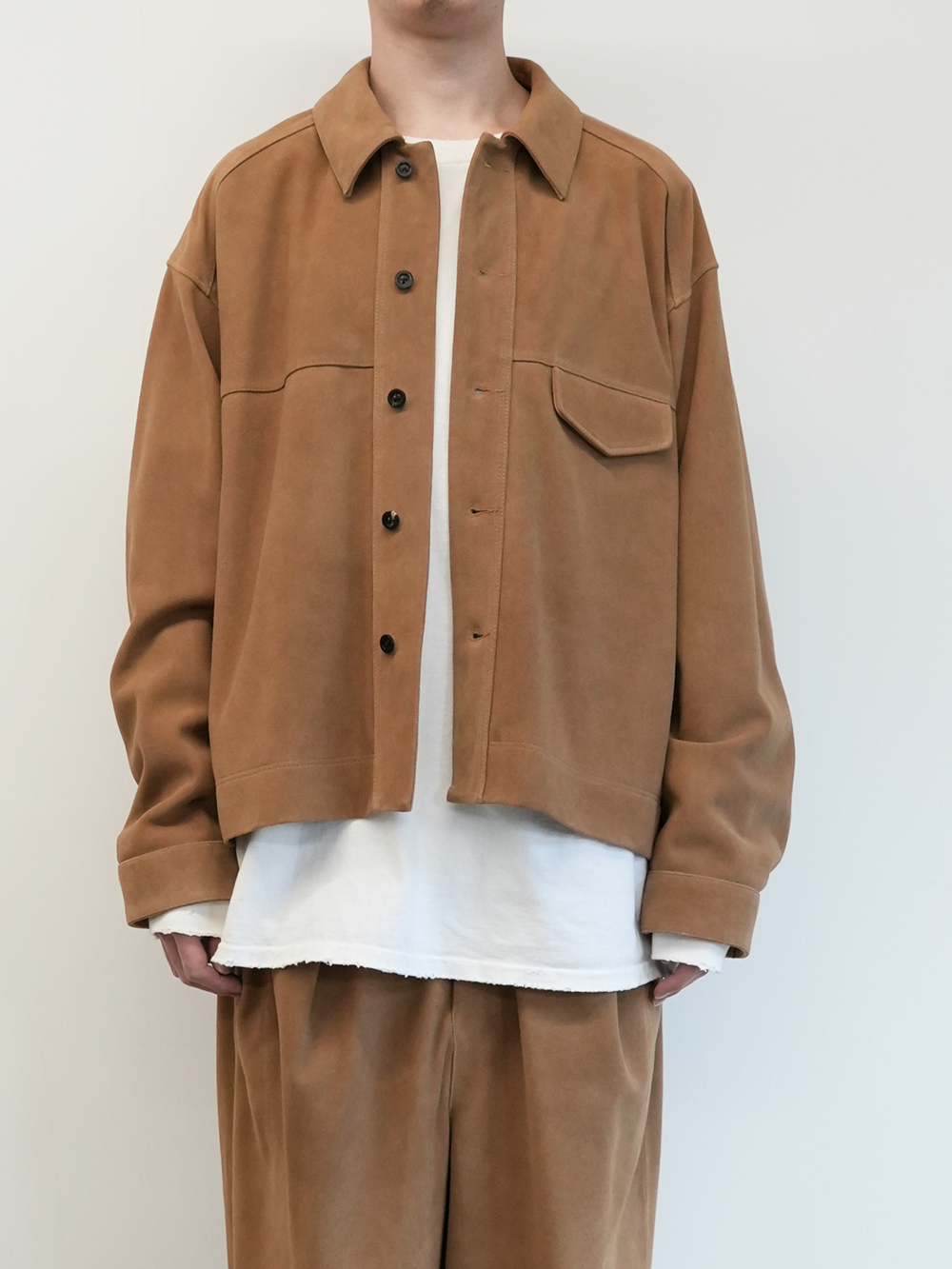 SUEDE SHORT SHIRT JACKET(BROWN)