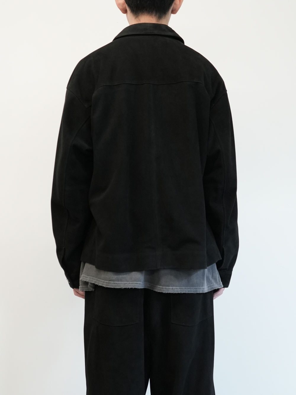 SUEDE SHORT SHIRT JACKET(BLACK)