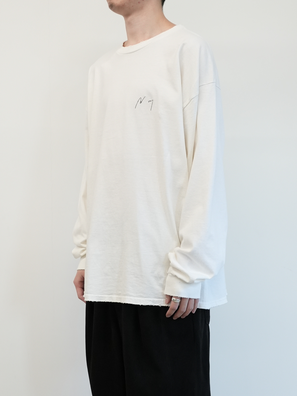 EMBROIDERY DYED LS T-SHIRT(WHITE)