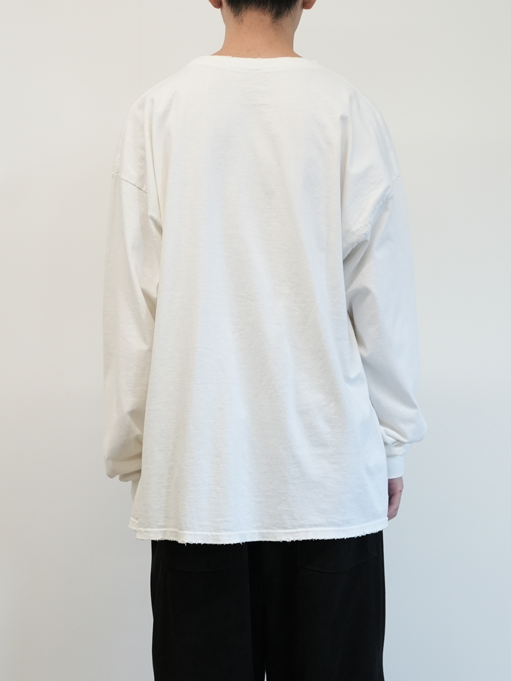 ANCELLMEMBROIDERY DYED LS T-SHIRTロンT白 ANCELLMEMBROIDERY DYED LS T-SHIRTロンT白