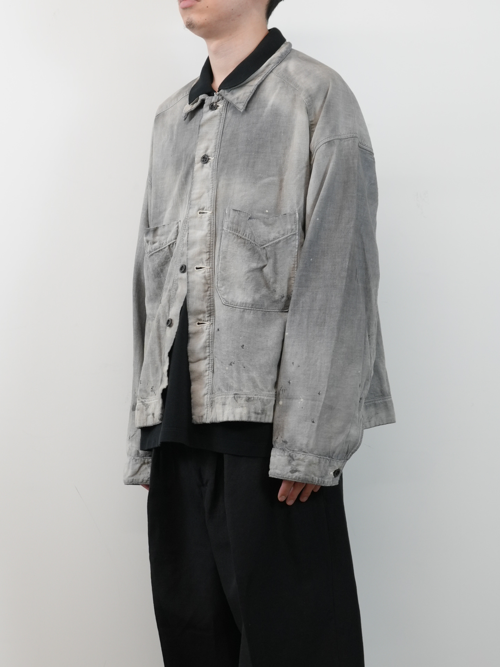 CHAMBRAY SHIRT JACKET(BLACK) – ANCELLM CHAMBRAY SHIRT JACKET(BLACK) – ANCELLM