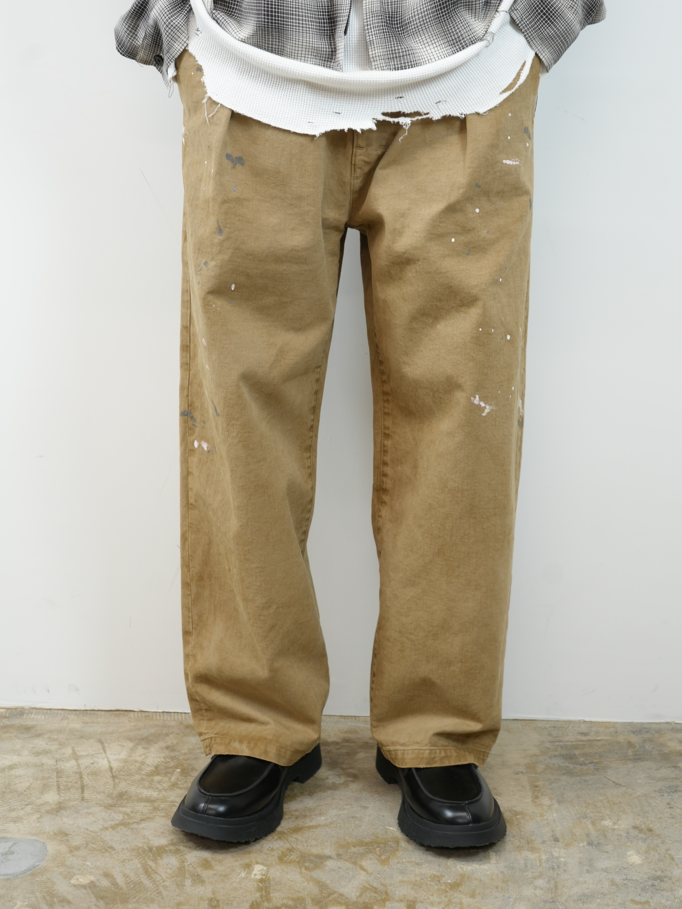 パンツ ancellm PAINT CHINO TROUSERS(BEIGE) 25ss ANCELLM PAINT CHINO TROUSERS - BEIGE