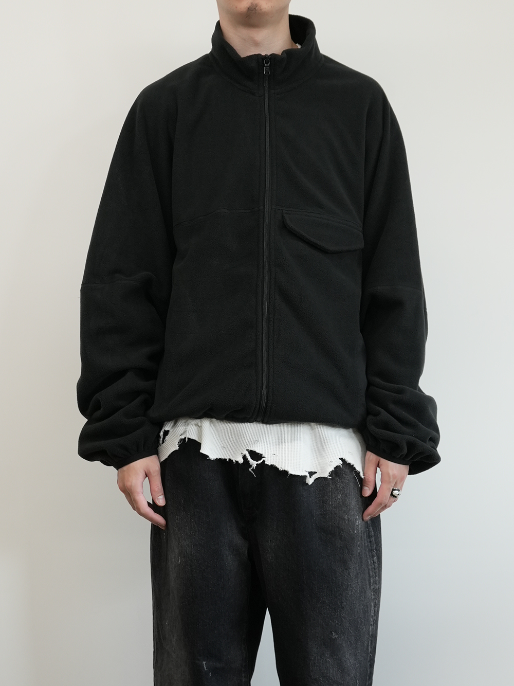 FLEECE SWITCHING JACKET(BLACK)