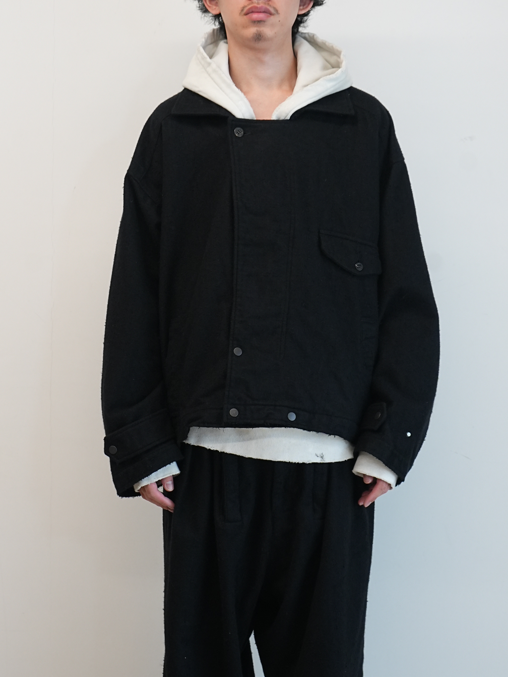 PILLING WOOL DOUBLE BLOUSON(BLACK)