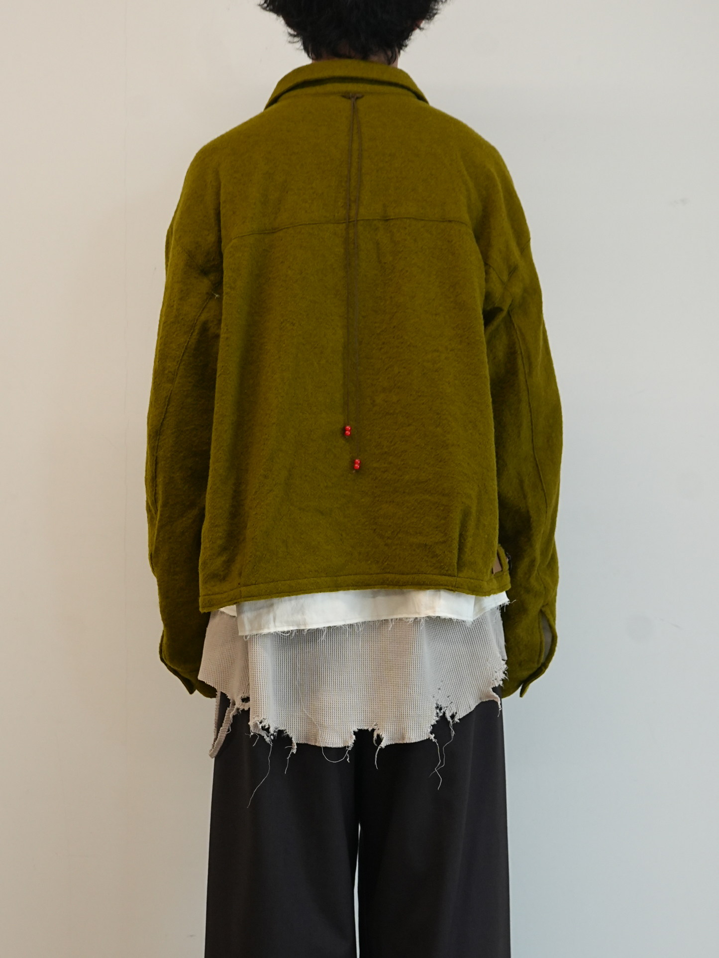 SHRINK WOOL LAYERING JACKET(OLIVE)