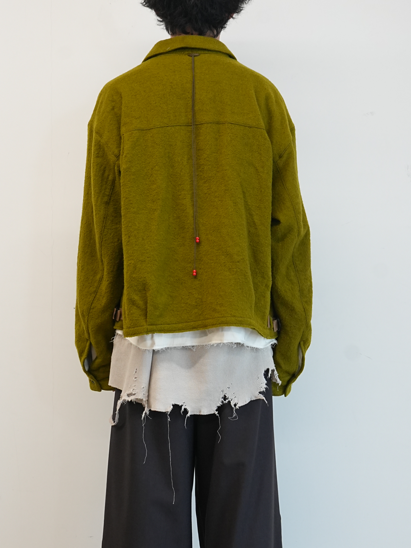 SHRINK WOOL LAYERING JACKET(OLIVE)