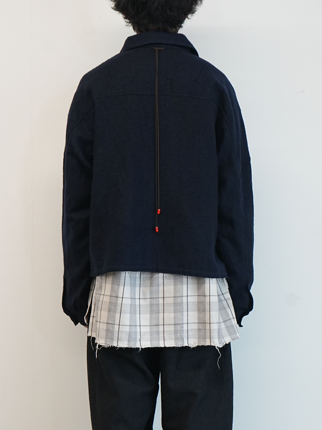 SHRINK WOOL SHORT ZIPUP SHIRT JACKET(NAVY)