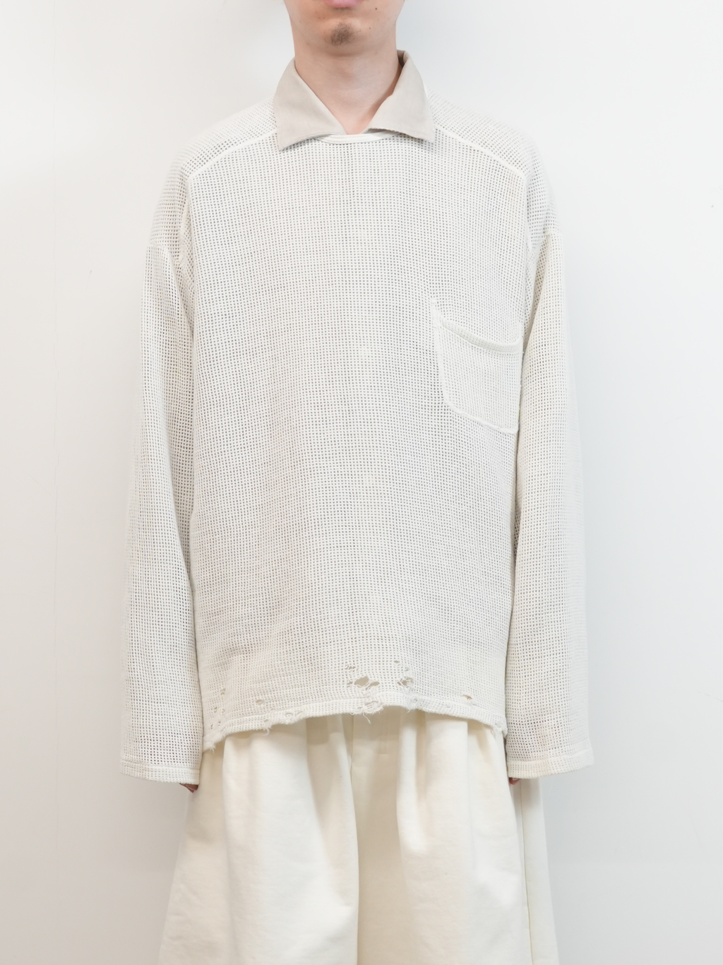 MARBLING MESH LS T-SHIRT(WHITE) – ANCELLM MARBLING MESH LS T-SHIRT(WHITE) – ANCELLM