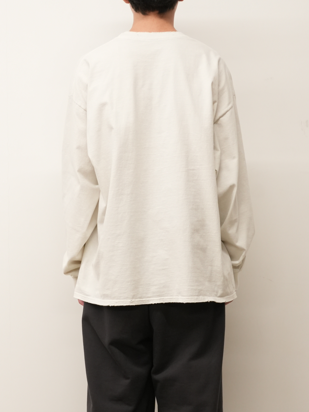 EMBROIDERY DYED LS T-SHIRT(WHITE) – ANCELLM EMBROIDERY DYED LS T-SHIRT(WHITE) – ANCELLM