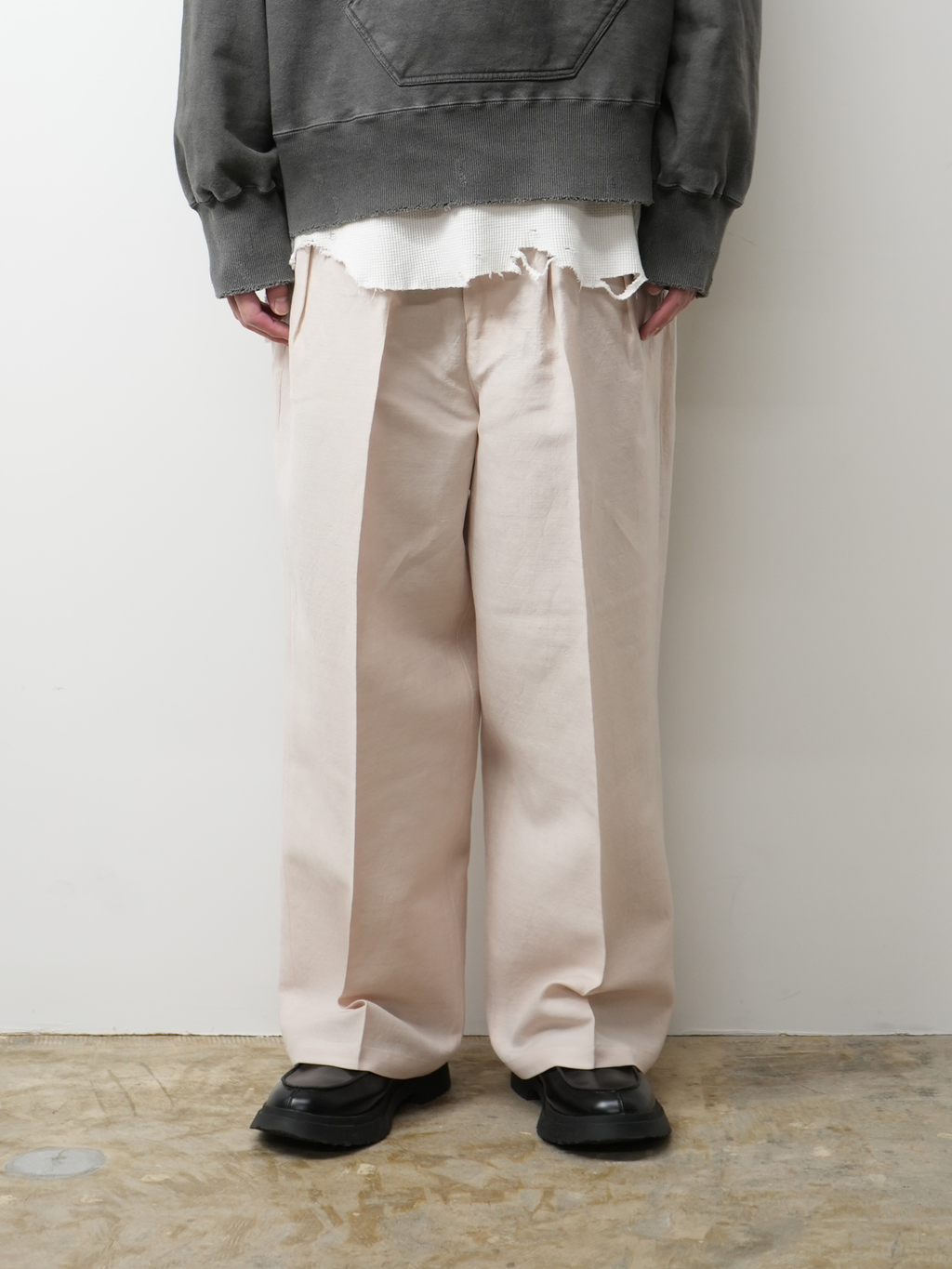 W/L WIDE EASY TUCK SLACKS(PINKBEIGE)