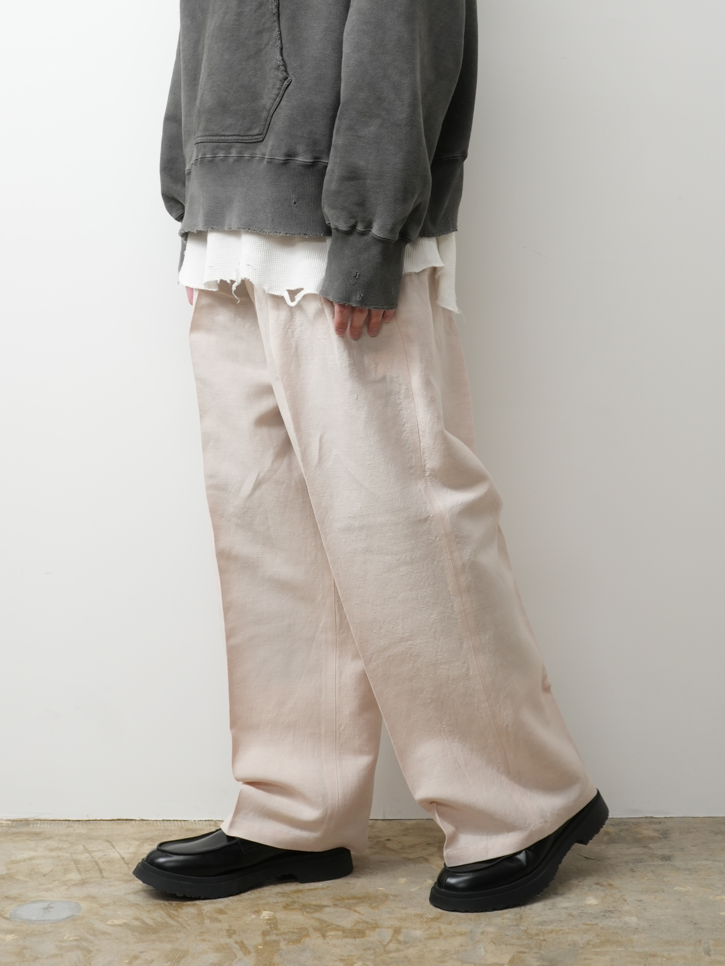 W/L WIDE EASY TUCK SLACKS(PINKBEIGE)