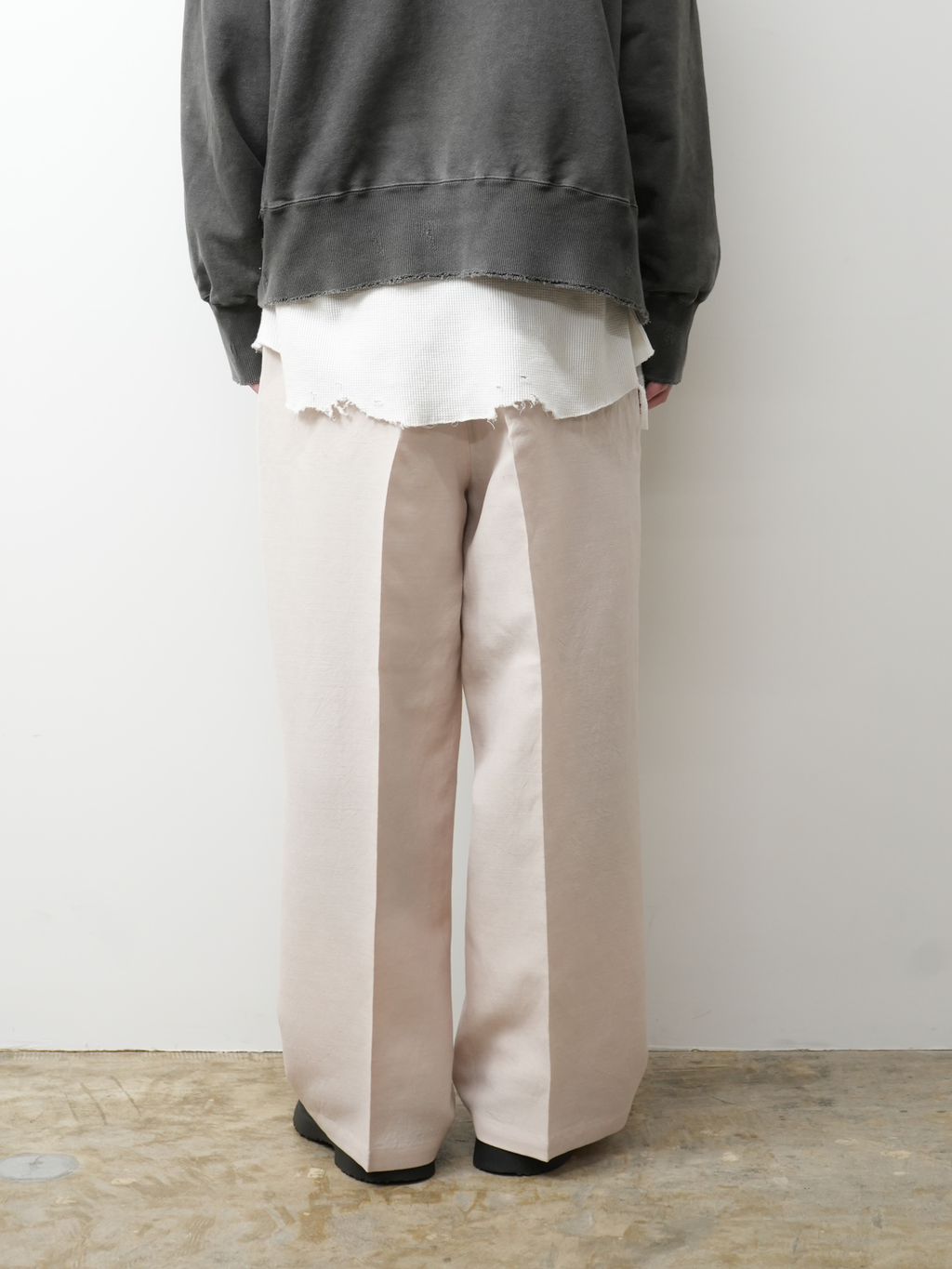 W/L WIDE EASY TUCK SLACKS(PINKBEIGE)