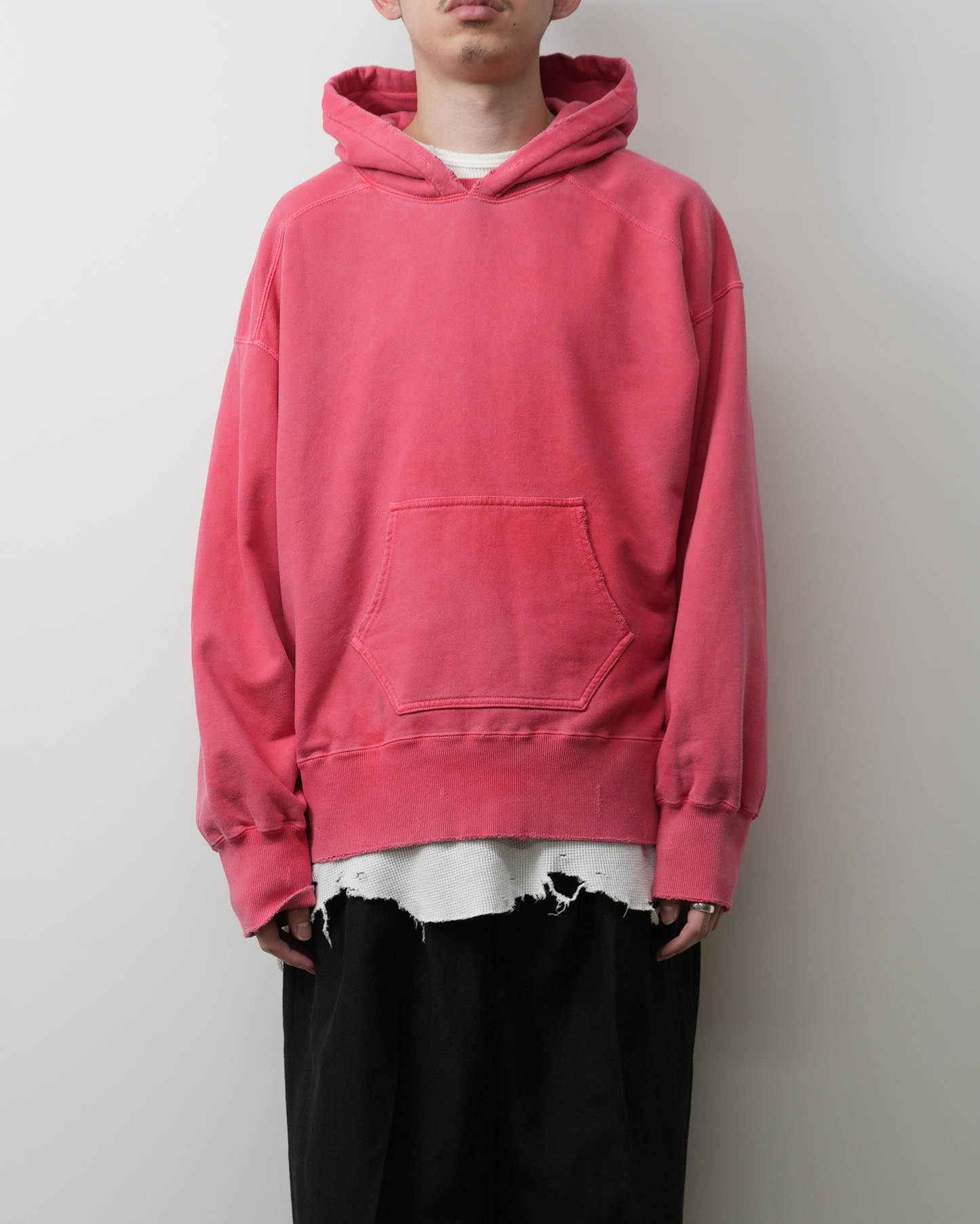 DYED DAMAGE HOODIE(RED)