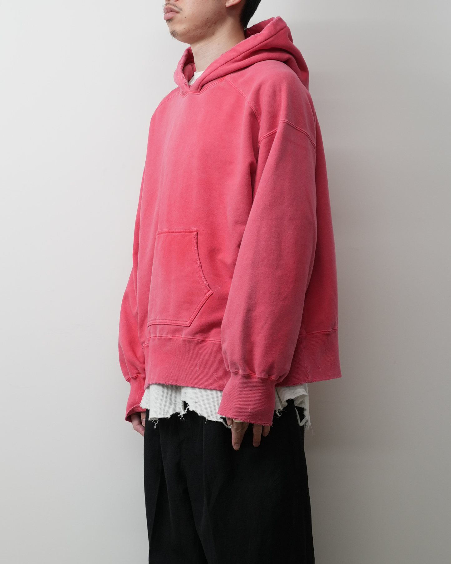 DYED DAMAGE HOODIE(RED)