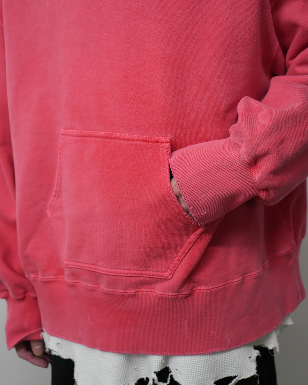 DYED DAMAGE HOODIE(RED)