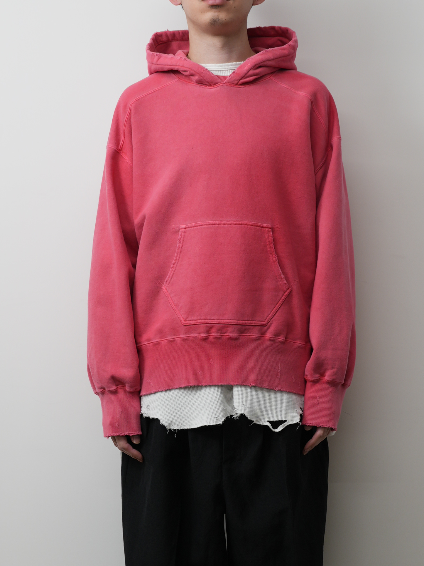 DYED DAMAGE HOODIE(RED)