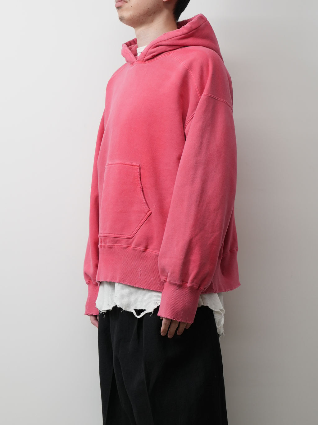 DYED DAMAGE HOODIE(RED)