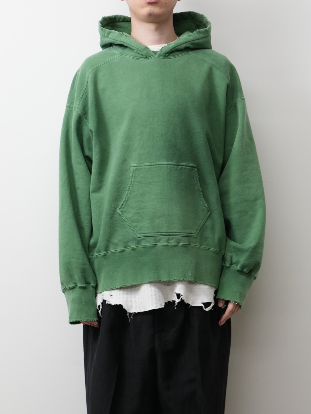 DYED DAMAGE HOODIE(GREEN)