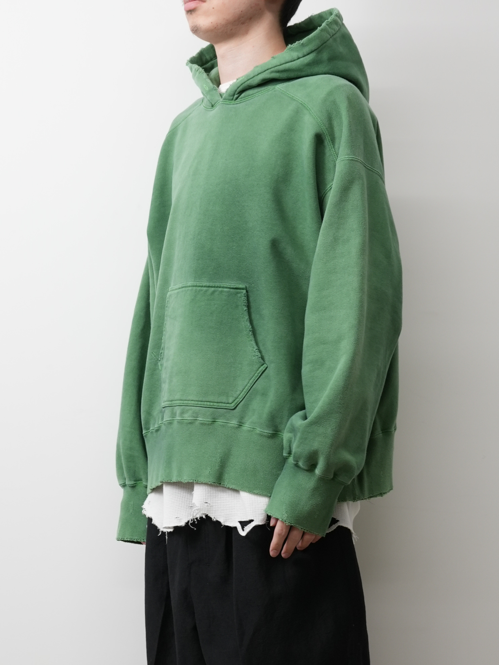 DYED DAMAGE HOODIE(GREEN)