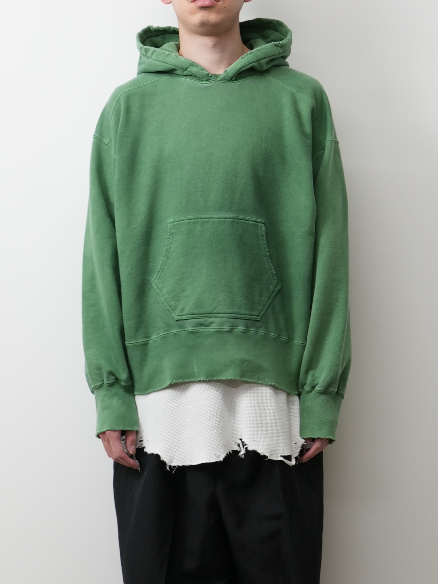 DYED DAMAGE HOODIE(GREEN)