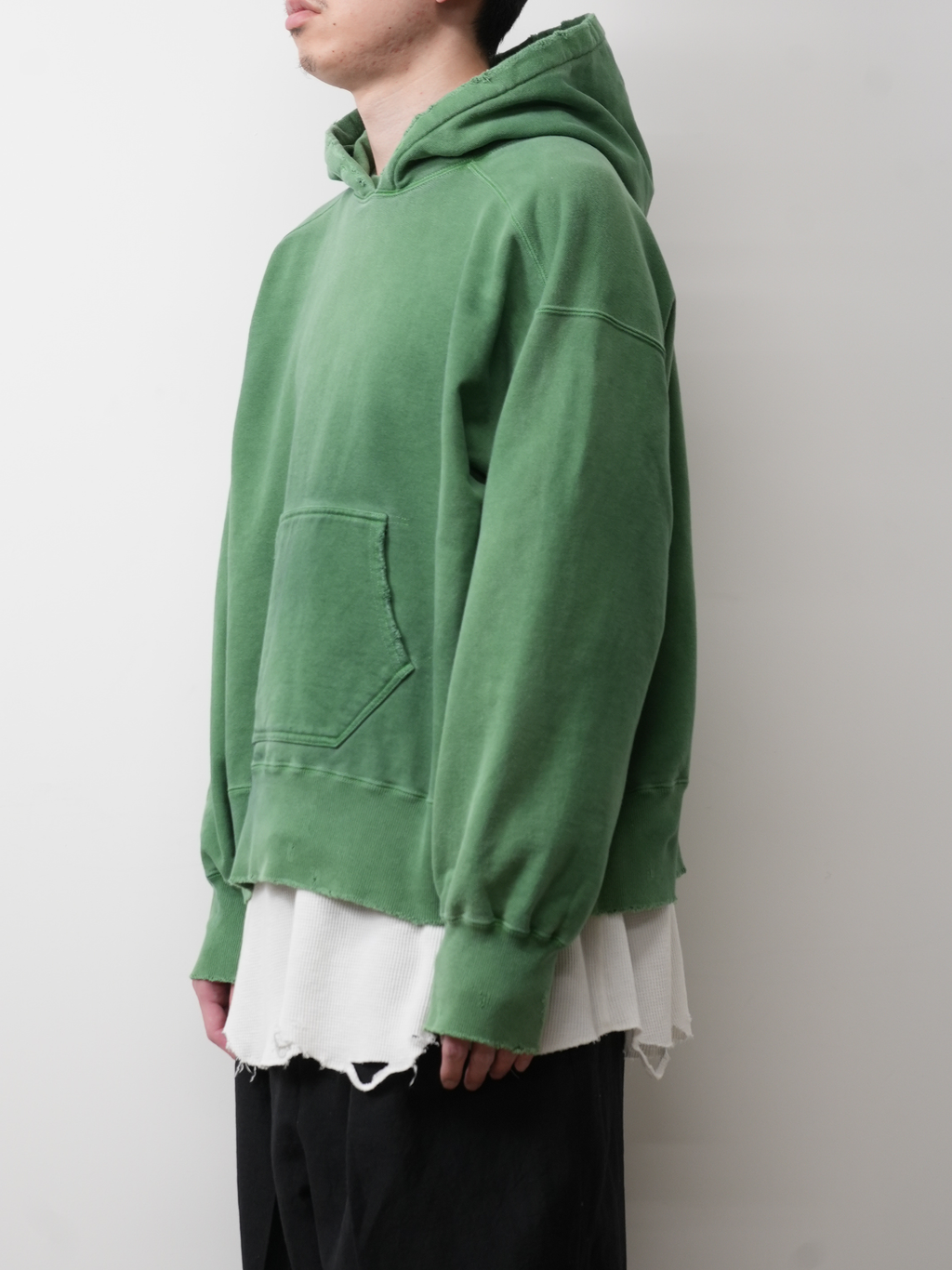 DYED DAMAGE HOODIE(GREEN)