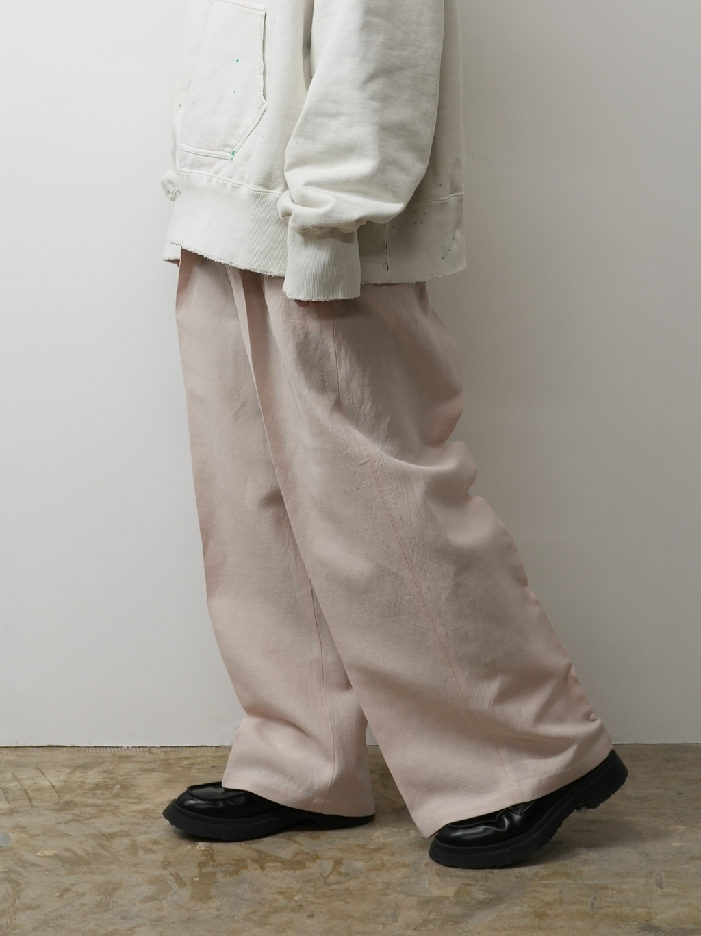 W/L WIDE EASY TUCK SLACKS(PINKBEIGE)