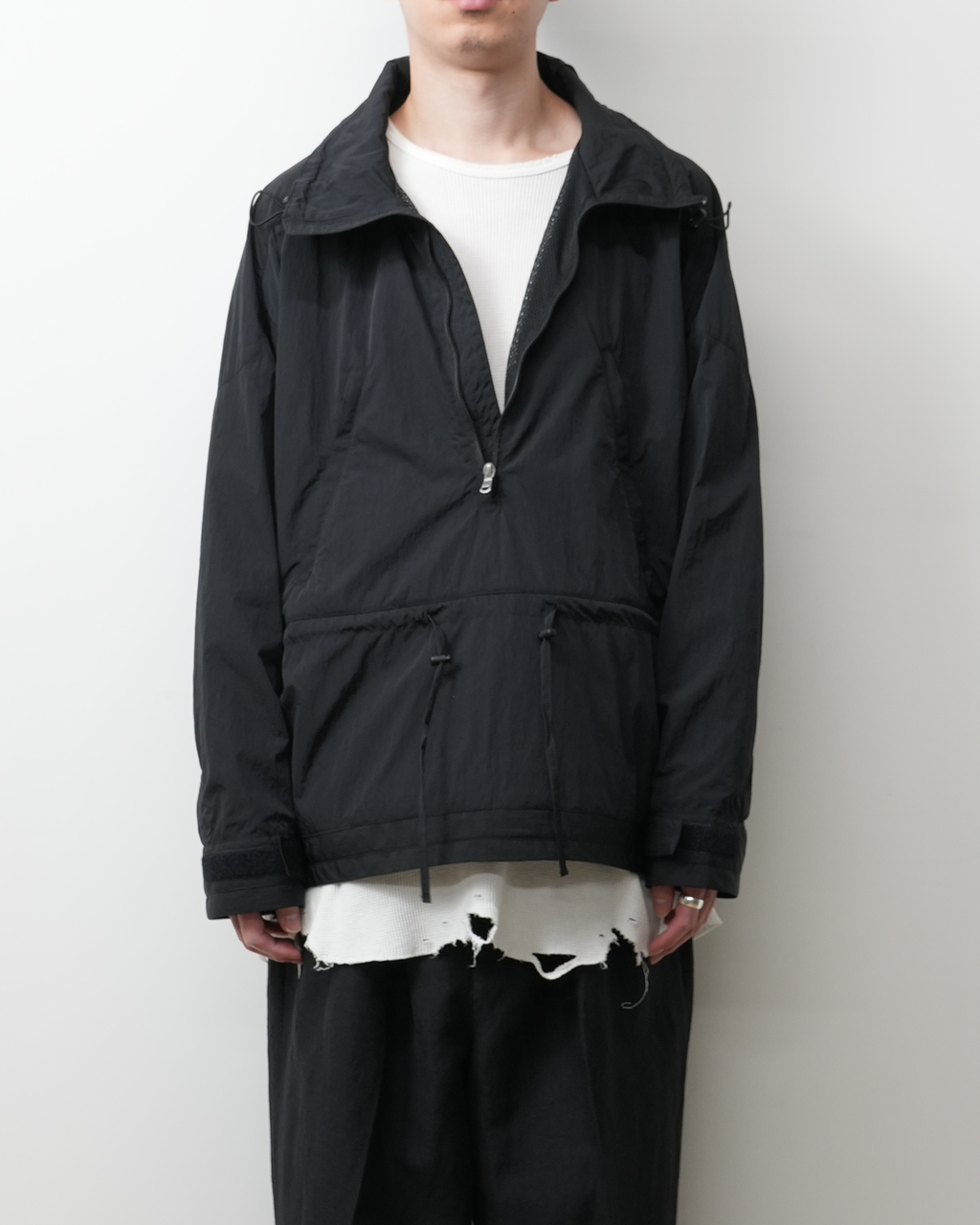 NYLON PULLOVER JACKET(BLACK) – ANCELLM NYLON PULLOVER JACKET(BLACK) – ANCELLM